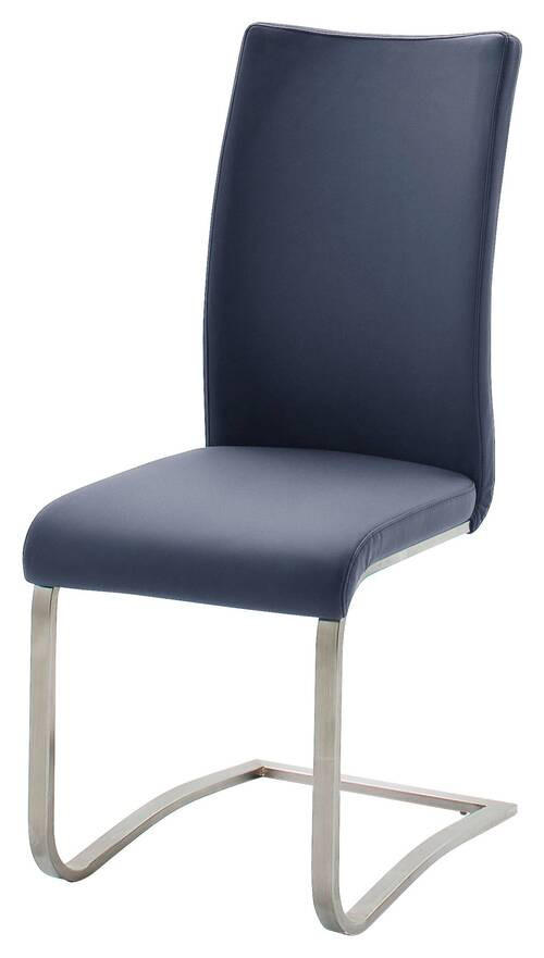 SCHWINGSTUHL  in Edelstahl  - Edelstahlfarben/Dunkelblau, Design, Leder/Metall (43/103/53cm) - Livetastic
