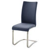 SCHWINGSTUHL  in Edelstahl  - Edelstahlfarben/Dunkelblau, Design, Leder/Metall (43/103/53cm) - Livetastic
