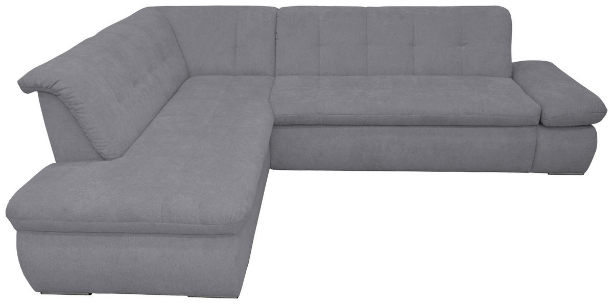 ECKSOFA Dunkelgrau Mikrofaser  - Chromfarben/Dunkelgrau, KONVENTIONELL, Textil/Metall (216/273cm) - MID.YOU