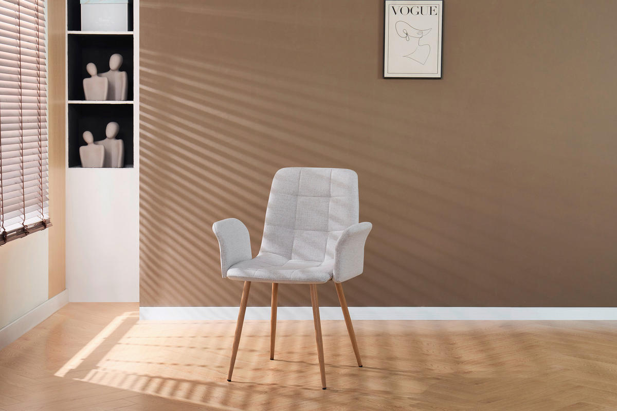 NASLANJAČ, kovina, tekstil naravne barve, bež  - naravne barve/bež, Design, kovina/tekstil (61/87/55cm) - Stylife
