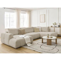 WOHNLANDSCHAFT  FUJI  Beige Bouclé  - Beige/Schwarz, MODERN, Kunststoff/Textil (160/377/204cm)