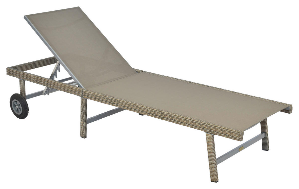 GARTENLIEGE 202/35/65 cm  - Beige/Grau, MODERN, Kunststoff/Metall (202/35/65cm) - Gardenson