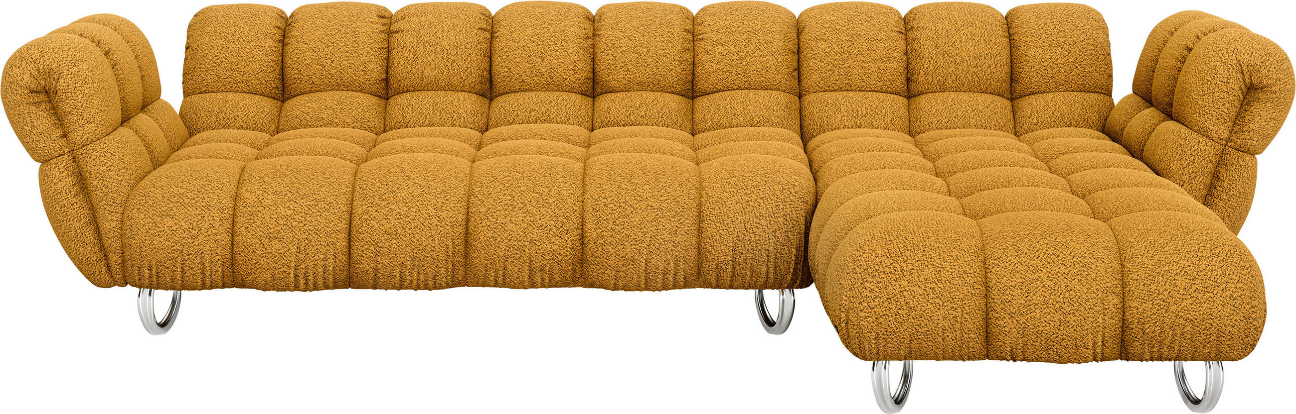 ECKSOFA in Jacquard, Bouclé Currygelb  340/218 cm  - Currygelb/Alufarben, Trend, Textil/Metall (340/218cm) - Bretz