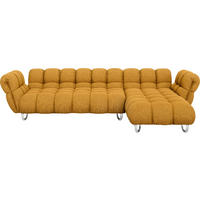 ECKSOFA in Jacquard, Bouclé Currygelb  340/218 cm  - Currygelb/Alufarben, Trend, Textil/Metall (340/218cm) - Bretz