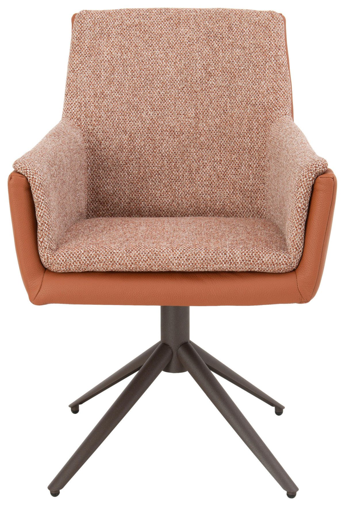 ARMLEHNSTUHL  Sitzfläche 360° drehbar, Stoff-/Lederauswahl Mikrofaser Echtleder  Rotbraun, Cognac  - Rotbraun/Cognac, Design, Leder/Textil (60/90/69cm) - hülsta