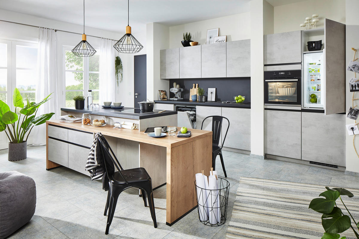 EINBAUKÜCHE   - Grau, Design, Holzwerkstoff - Celina