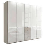 KLEIDERSCHRANK  in Grau, Weiß  - Chromfarben/Weiß, Design, Glas/Holzwerkstoff (250/216/58cm) - Novel