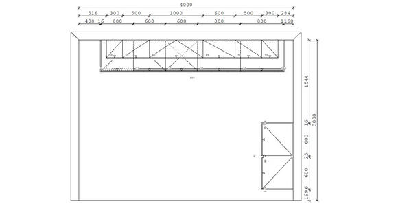 KÜCHENLEERBLOCK XO 15 344 cm  in Grau, Eichefarben  - Edelstahlfarben/Eichefarben, Design, Holzwerkstoff/Metall (344cm) - Xora