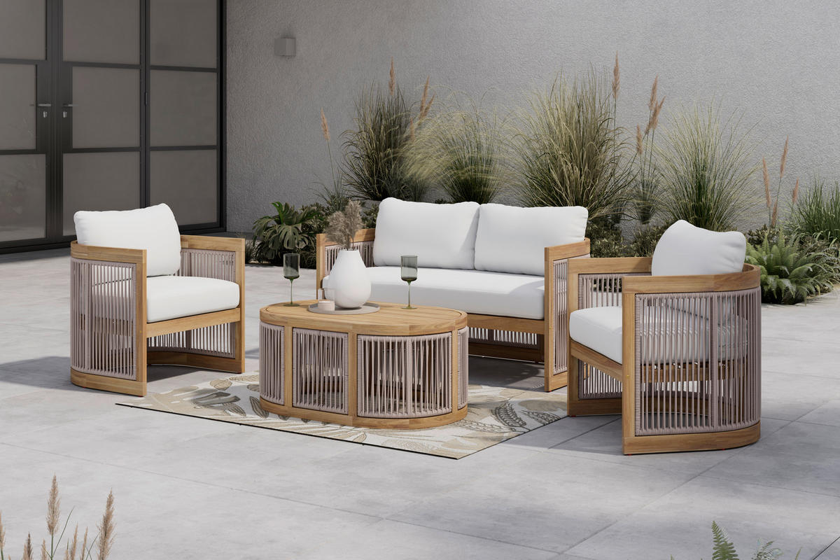 GARTENSET 4-teilig  - Beige/Akaziefarben, MODERN, Holz (132/64/70cm) - Ambia Garden