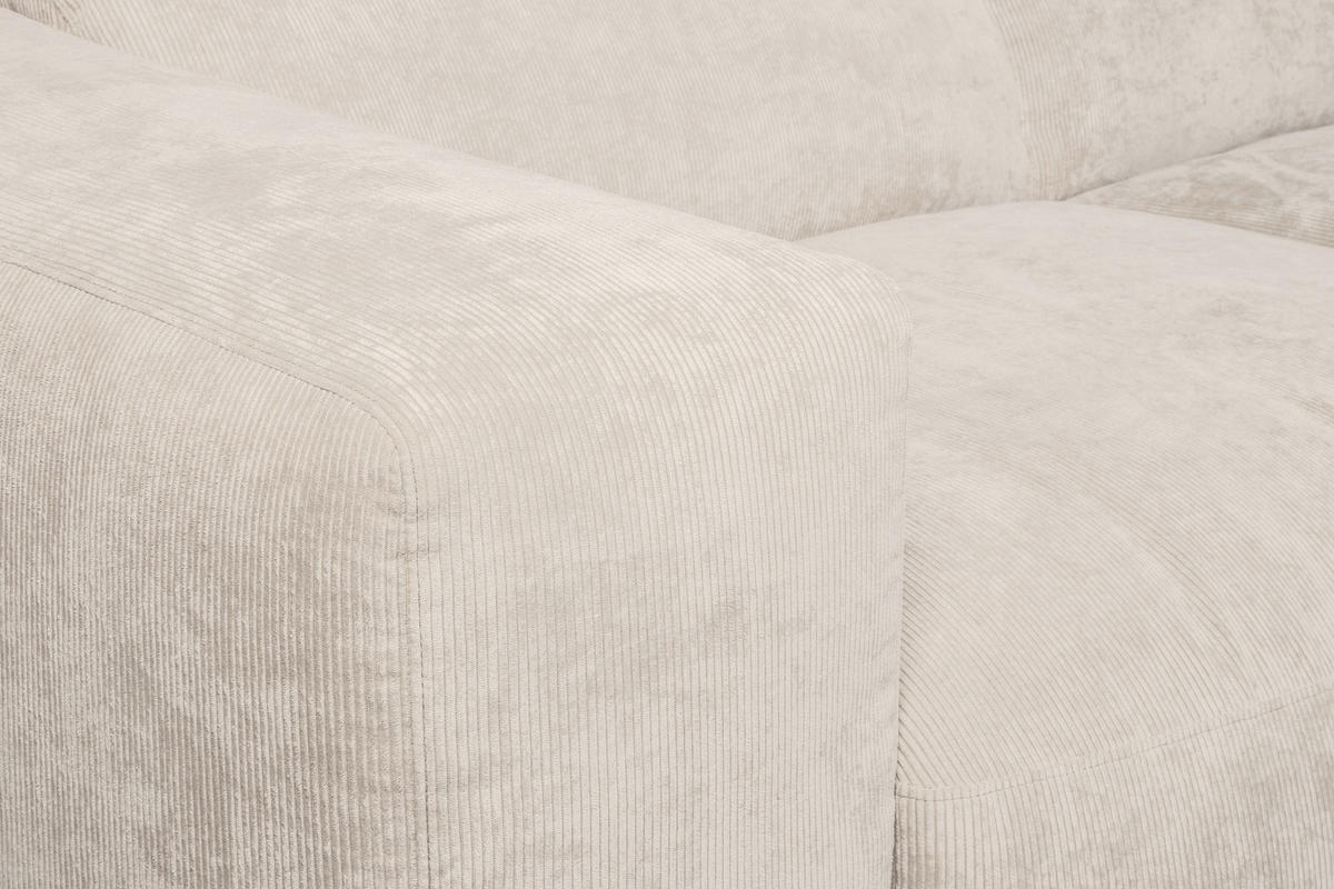 ECKSOFA HANNAH Creme Cord  - Creme/Schwarz, Design, Kunststoff/Textil (343/170cm) - MID.YOU