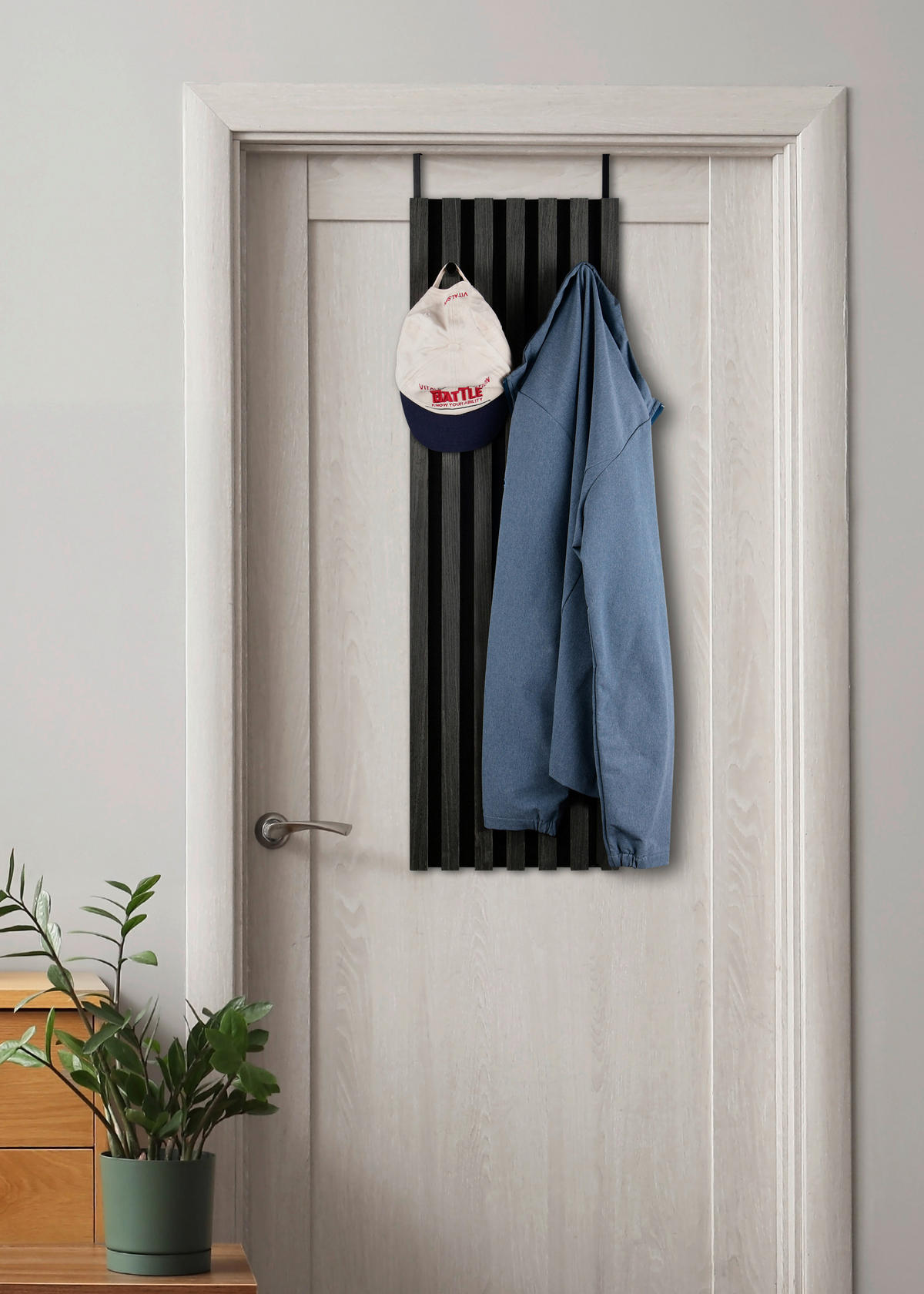 TÜRGARDEROBE  in furniert Schwarz, Eiche dunkel  - Eiche dunkel/Schwarz, MODERN, Holzwerkstoff/Textil (30/100/1,7cm) - Milino
