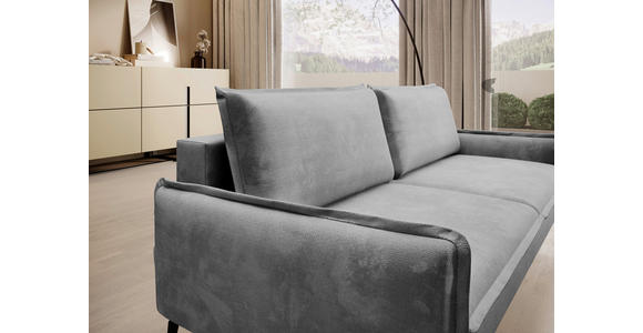 SCHLAFSOFA Chenille Dunkelgrau Rückenkissen, Bettkasten, Schlaffunktion, Rücken echt, Liegefläche im Originalstoff  - Dunkelgrau/Schwarz, KONVENTIONELL, Textil/Metall (223/89/107cm) - Carryhome