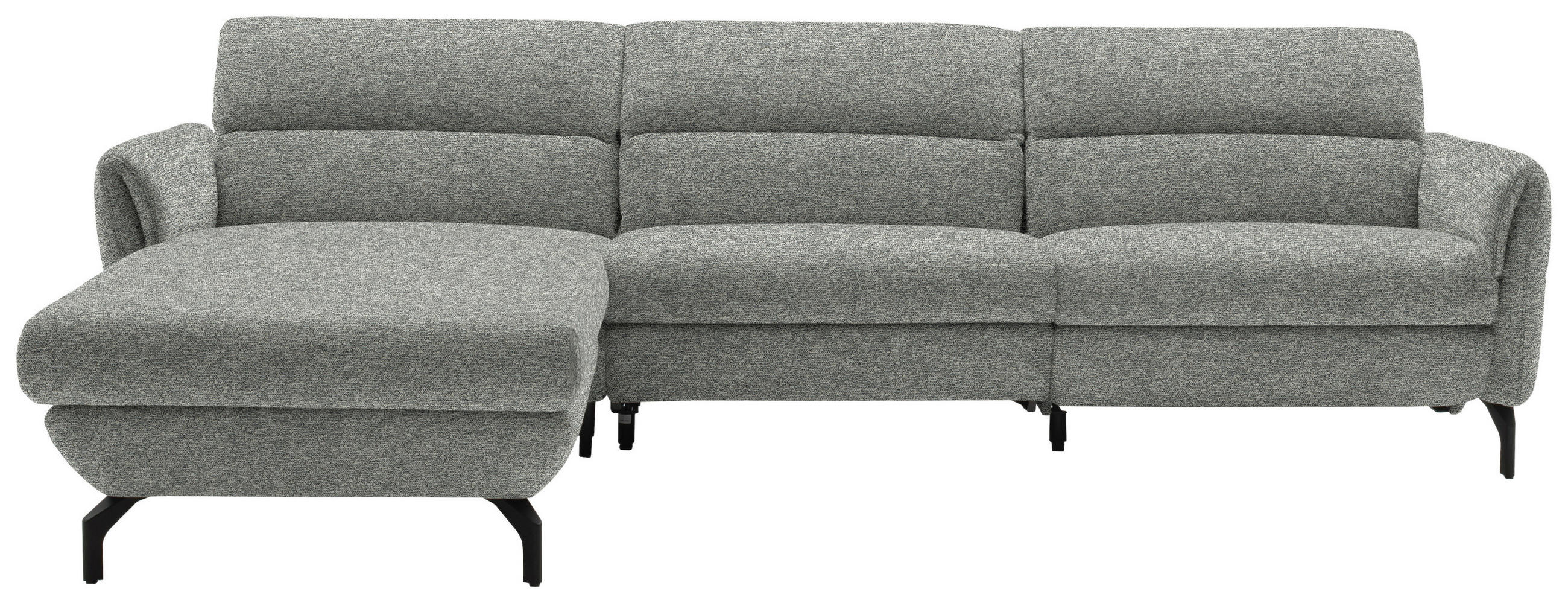 ECKSOFA in Chenille Hellgrau, Grau  187/299 cm  - Hellgrau/Schwarz, Design, Textil/Metall (187/299cm) - Schöner Wohnen