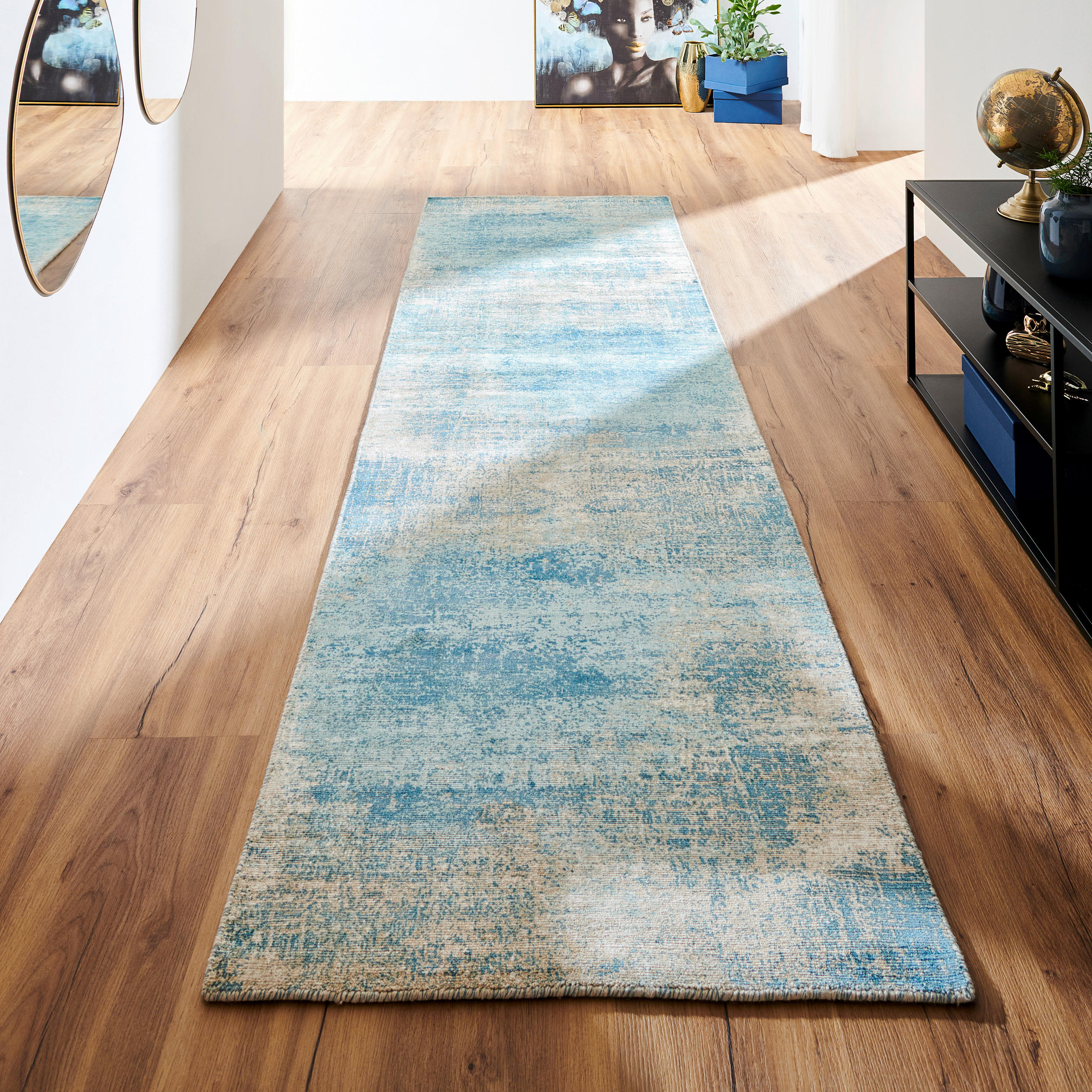 ORIENTALISK MATTA 80/200 cm Sky Dancer Blau  - blå, Trend, textil/naturmaterial (80/200cm) - Cazaris