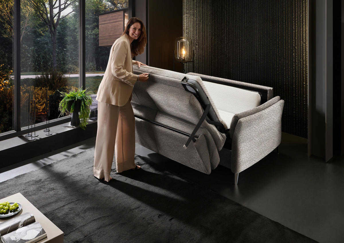 SCHLAFSOFA Webstoff Hellgrau  - Hellgrau/Schwarz, KONVENTIONELL, Textil/Metall (222/87/100cm) - Dieter Knoll
