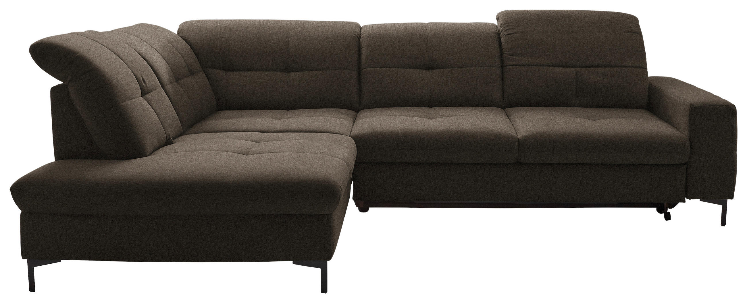 ECKSOFA in Chenille Dunkelbraun  - Dunkelbraun/Schwarz, Design, Textil/Metall (240/308cm) - Xora
