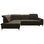 ECKSOFA in Chenille Dunkelbraun  240/308 cm  - Dunkelbraun/Schwarz, Design, Textil/Metall (240/308cm) - Xora