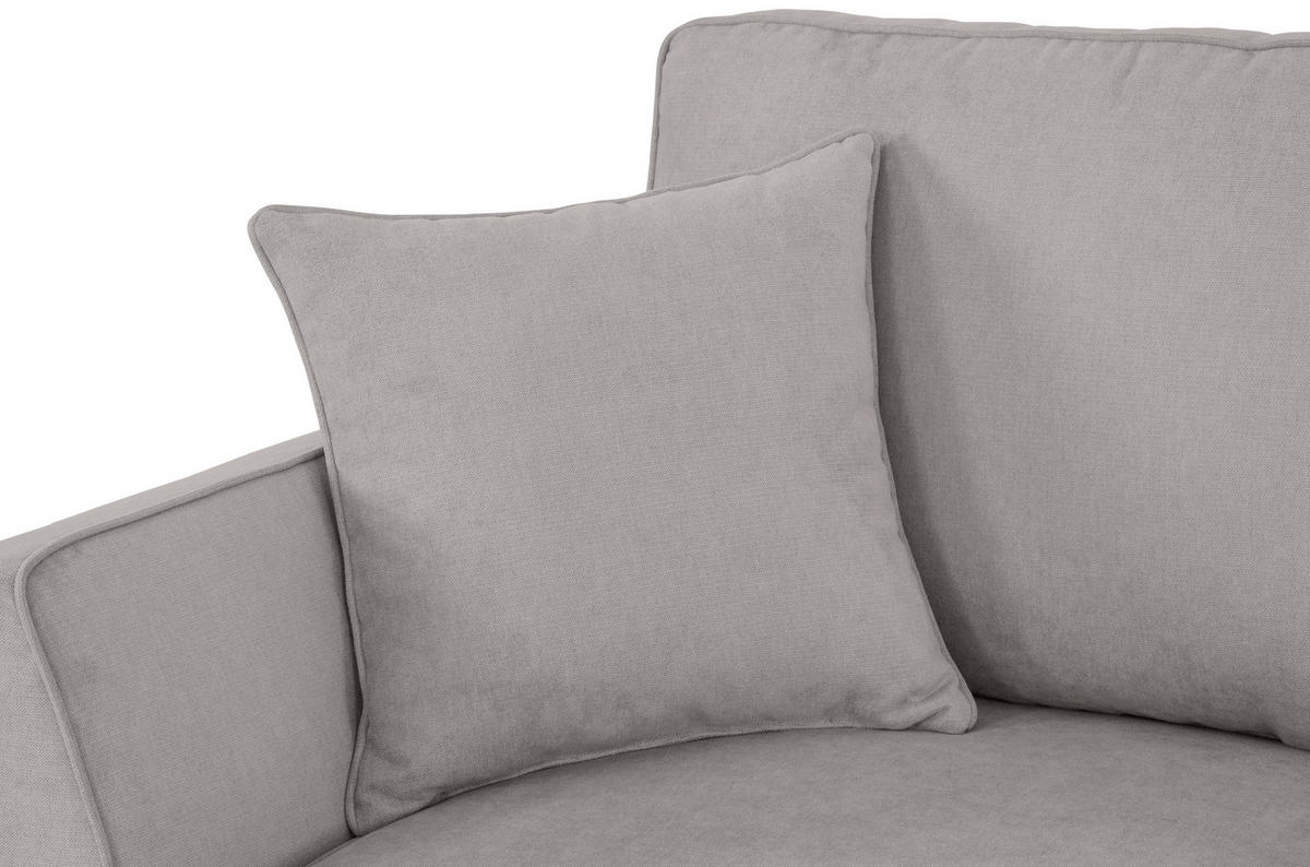 ECKSOFA in Velours Hellgrau  - Hellgrau/Schwarz, Konventionell, Holz/Textil (244/159cm) - Carryhome