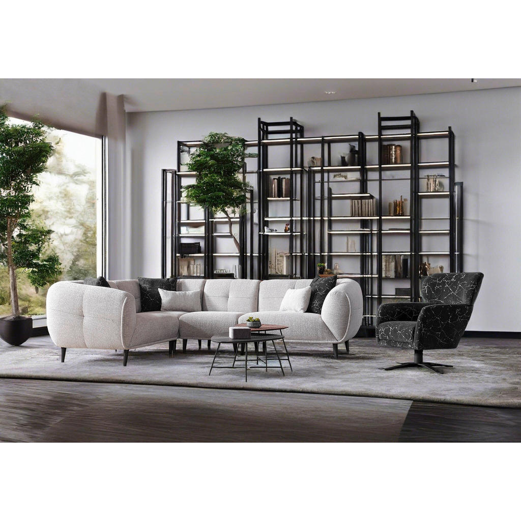 Thumbnail - Livetastic Ecksofa, Hellgrau, Textil, 6-Sitzer, Füllung: Schaumstoffflocken,Schaumstoffflocken, rechts montierbar, Eckte...