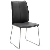 STUHL Echtleder Anthrazit, Edelstahlfarben  - Edelstahlfarben/Anthrazit, Design, Leder/Metall (46/93/57cm) - Dieter Knoll