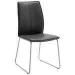 STUHL Echtleder Anthrazit, Edelstahlfarben  - Edelstahlfarben/Anthrazit, Design, Leder/Metall (46/93/57cm) - Dieter Knoll