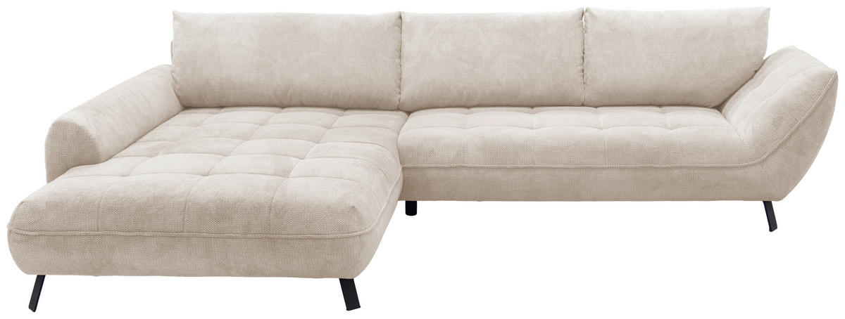 ECKSOFA BIARRITZ Beige Struktur  - Beige/Schwarz, Design, Textil/Metall (205/324cm) - Livetastic