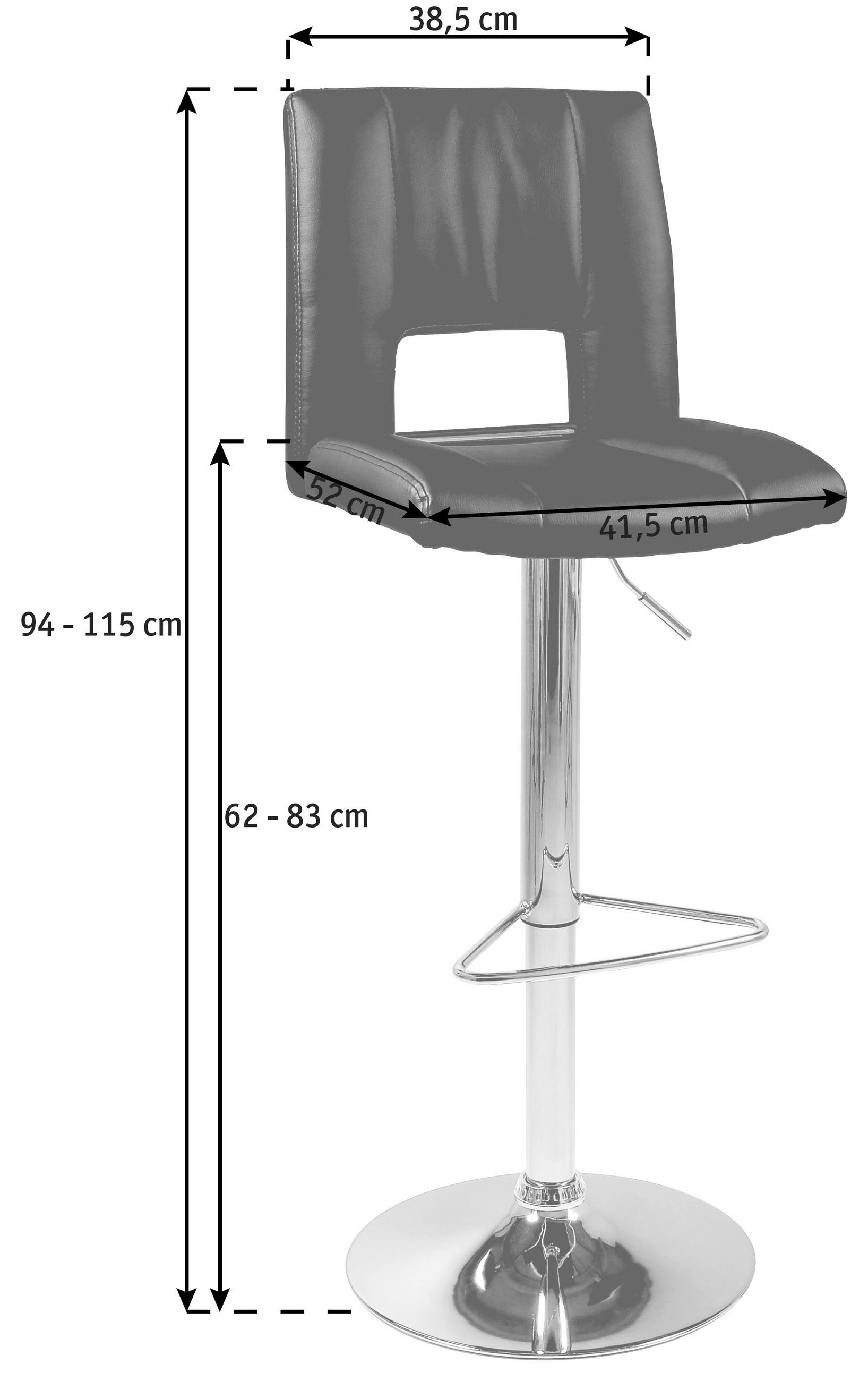 BARSKA STOLICA  svetlosiva   - boja hroma/svetlosiva, Dizajnerski, metal/tekstil (41,5/94-115/52cm) - Carryhome