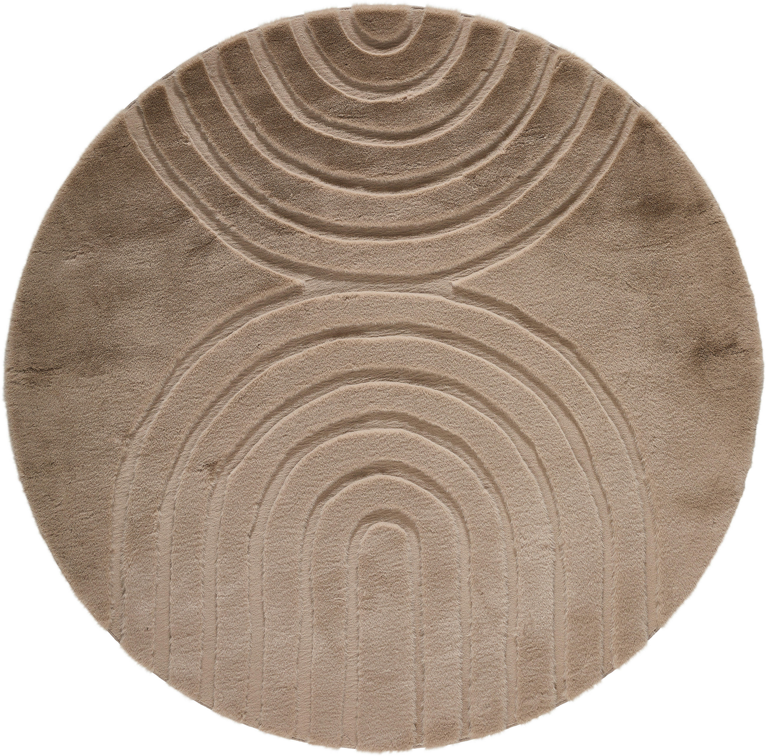 HOCHFLORTEPPICH 160 cm TREVISO Taupe rund  - Taupe, Design, Textil (160cm) - Novel