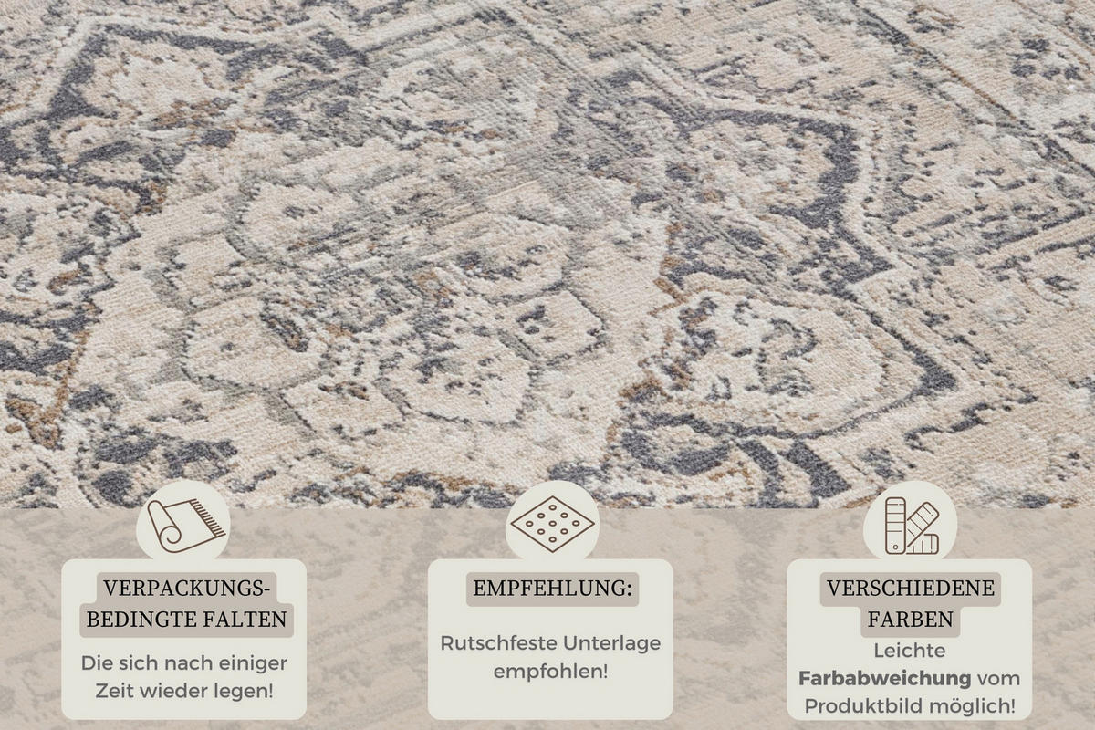 LÄUFER 80/200 cm Terrain  - Creme/Grau, Design, Kunststoff/Textil (80/200cm)