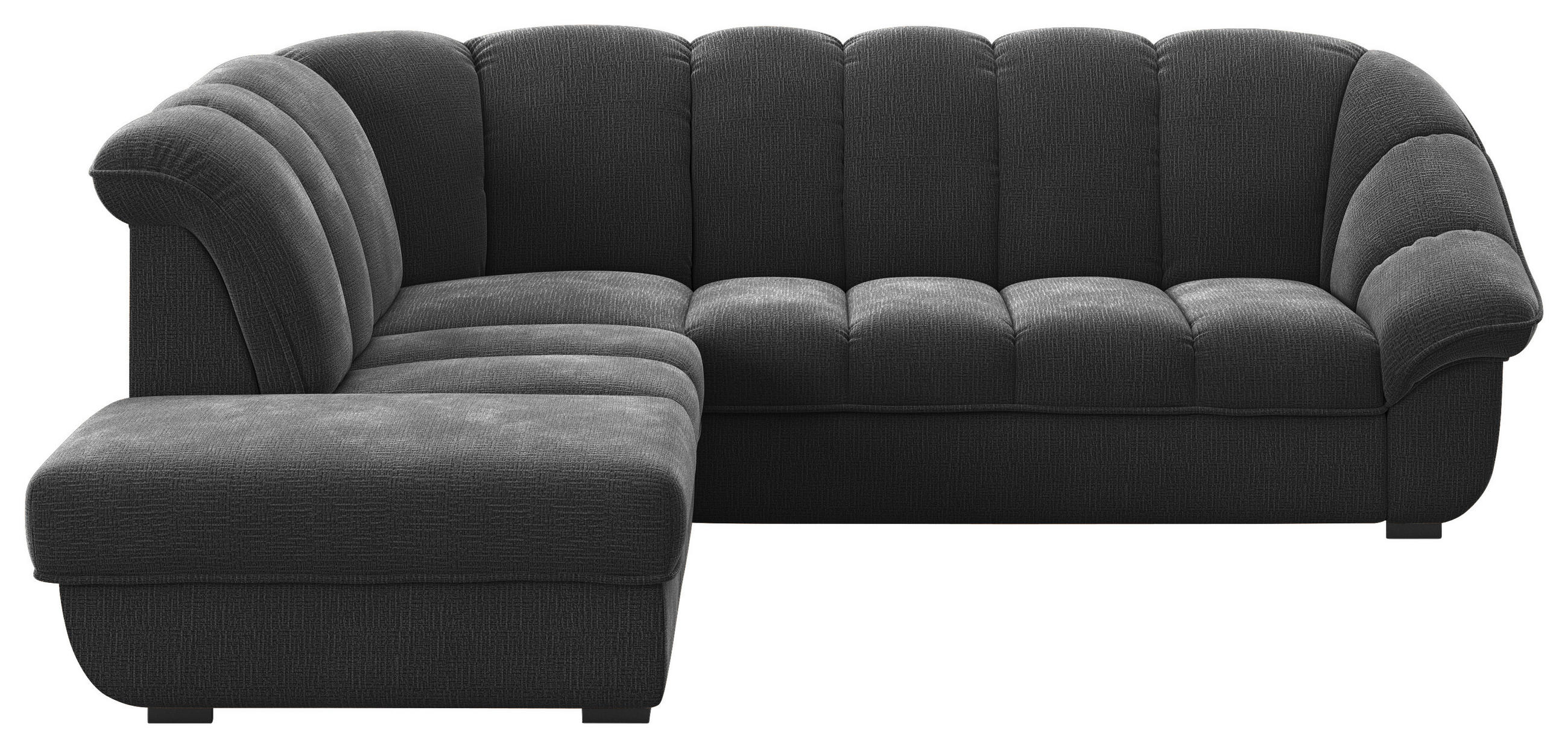 ECKSOFA Schwarz Chenille Bettkasten, Schlaffunktion, Rücken echt  - Schwarz, KONVENTIONELL, Kunststoff/Textil (222/260cm) - Welnova