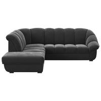 ECKSOFA Schwarz Chenille Bettkasten, Schlaffunktion, Rücken echt  - Schwarz, KONVENTIONELL, Kunststoff/Textil (222/260cm) - Welnova