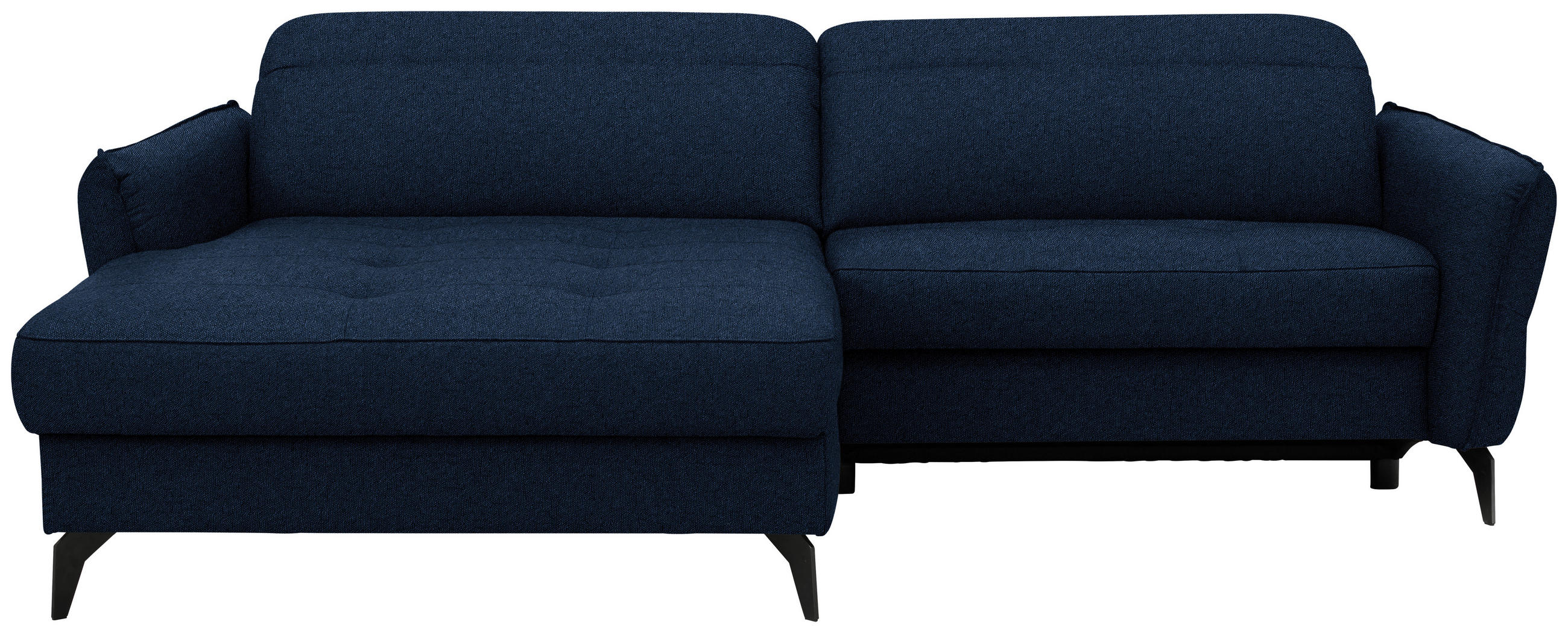 ECKSOFA Flachgewebe Dunkelblau  - Schwarz/Dunkelblau, Design, Textil/Metall (175/246cm) - Celina