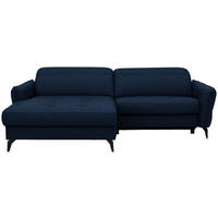 ECKSOFA Flachgewebe Dunkelblau  - Schwarz/Dunkelblau, Design, Textil/Metall (175/246cm) - Celina