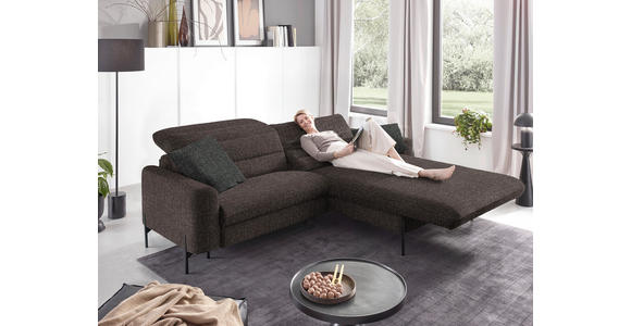 ECKSOFA in Flachgewebe Graubraun  - Graubraun/Schwarz, Design, Textil/Metall (252/191cm) - Dieter Knoll