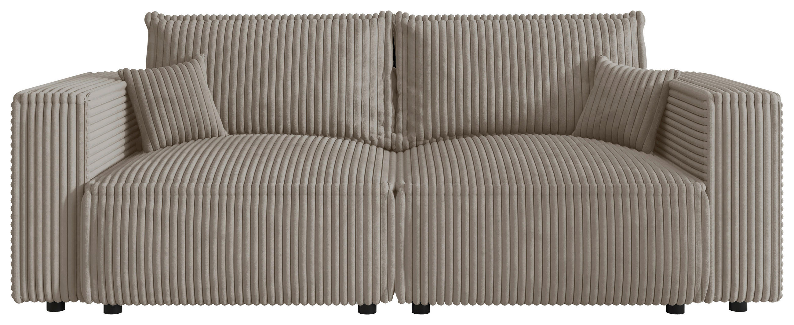 SCHLAFSOFA Cord Beige  inkl. Zierkissen, Bettkasten, Schlaffunktion  - Beige/Schwarz, MODERN, Kunststoff/Textil (250/68/104cm) - Xora