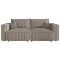 SCHLAFSOFA Cord Beige  inkl. Zierkissen, Bettkasten, Schlaffunktion  - Beige/Schwarz, MODERN, Kunststoff/Textil (250/68/104cm) - Xora