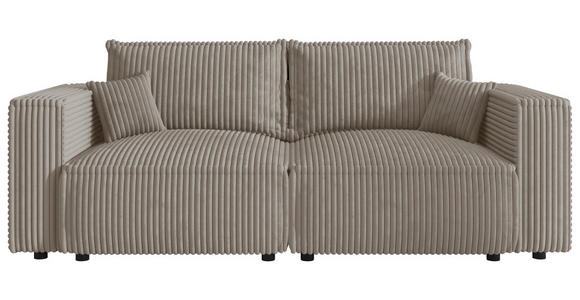 SCHLAFSOFA Cord Beige  inkl. Zierkissen, Bettkasten, Schlaffunktion  - Beige/Schwarz, MODERN, Kunststoff/Textil (250/68/104cm) - Xora