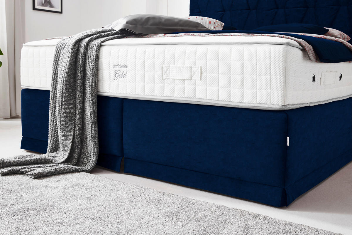BOXSPRINGBETT 180/200 cm  in Blau  - Blau, Konventionell, Textil (180/200cm) - Ambiente