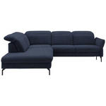 ECKSOFA in Flachgewebe Dunkelblau  - Schwarz/Dunkelblau, Design, Textil/Metall (233/299-313cm) - Dieter Knoll