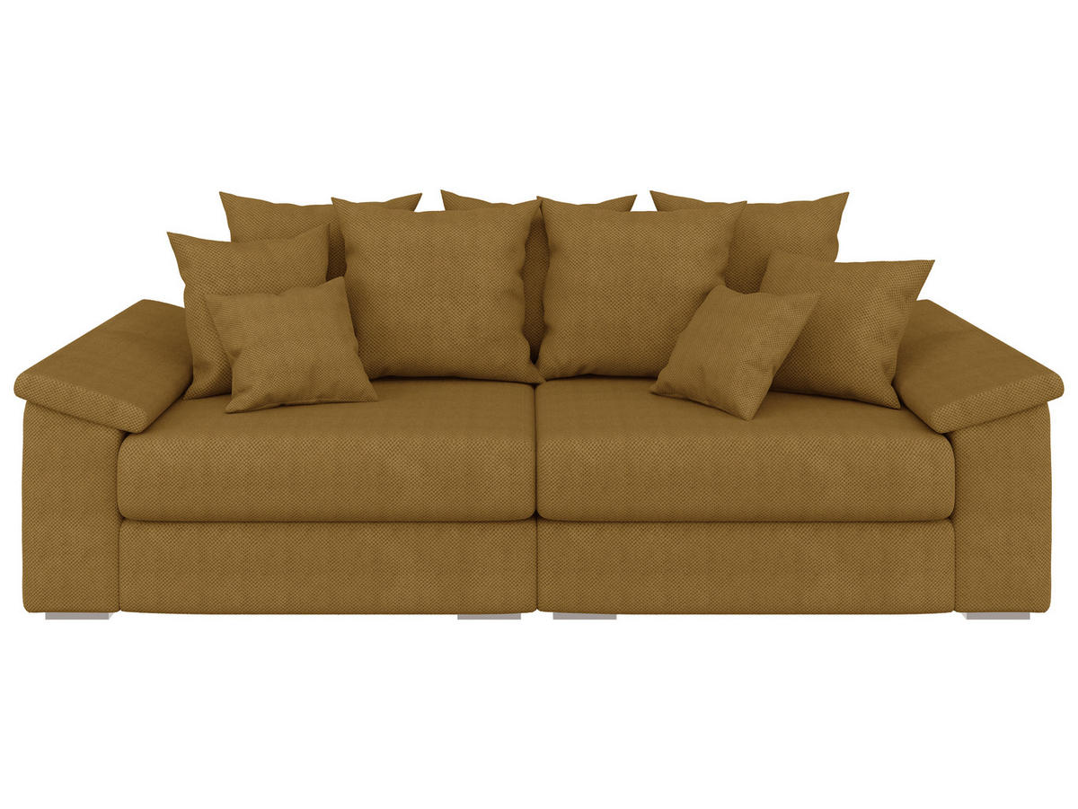 BIGSOFA TERMINI Velours, Webstoff Gelb  - Gelb/Beige, Design, Holz/Textil (260/98/123cm) - MID.YOU