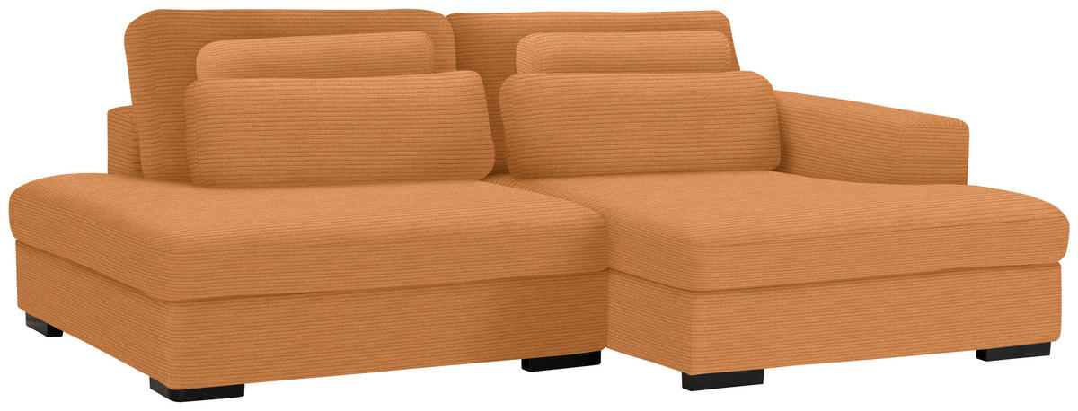 ECKSOFA in Cord, Velours Rostfarben  - Rostfarben/Schwarz, Design, Kunststoff/Textil (223/158cm) - Lomoco