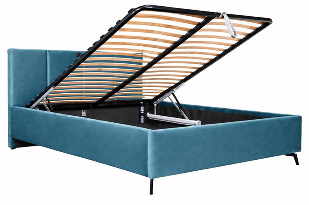 Pat Tapițat 180x200 Cm, 180/200 cm, verde - verde/negru, Modern, metal/lemn (180/200cm) - Hom`in