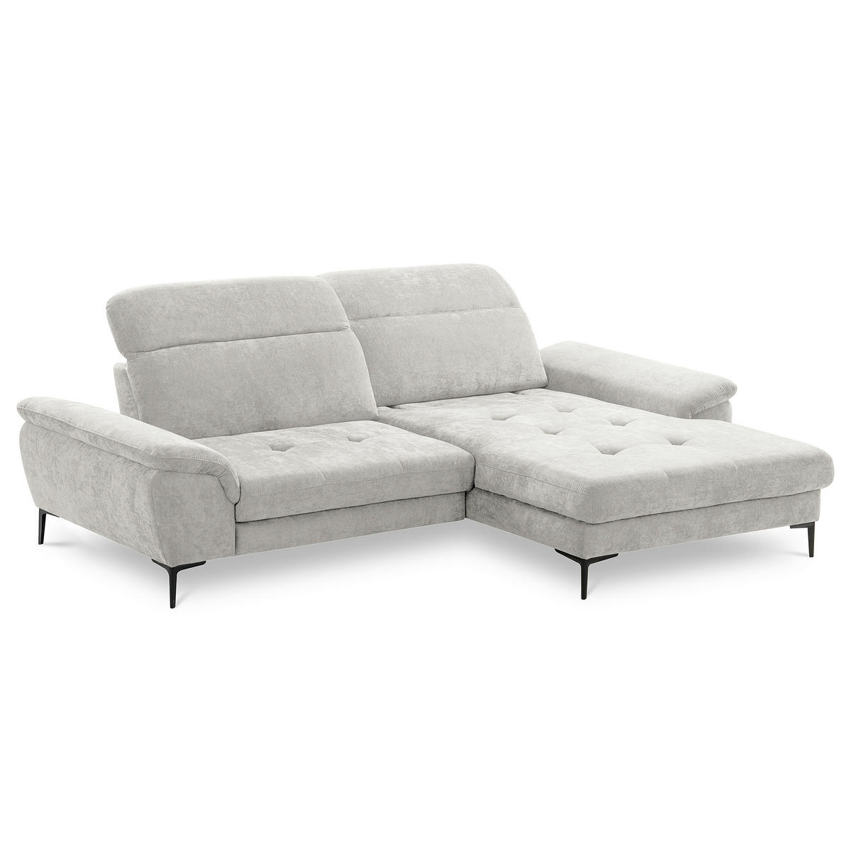ECKSOFA  Webstoff Grau  - Schwarz/Grau, Design, Textil/Metall (268/195cm) - Livetastic