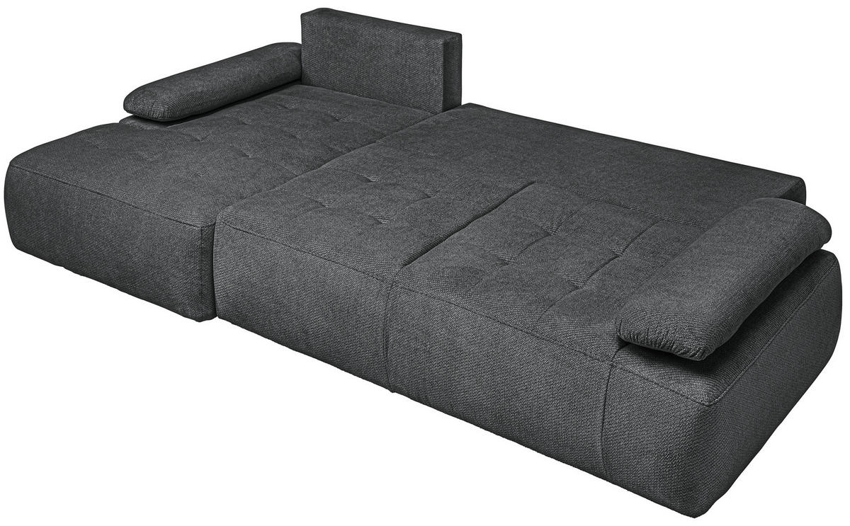 ECKSOFA Dunkelgrau Webstoff  - Dunkelgrau/Schwarz, KONVENTIONELL, Kunststoff/Textil (162/282cm) - Carryhome