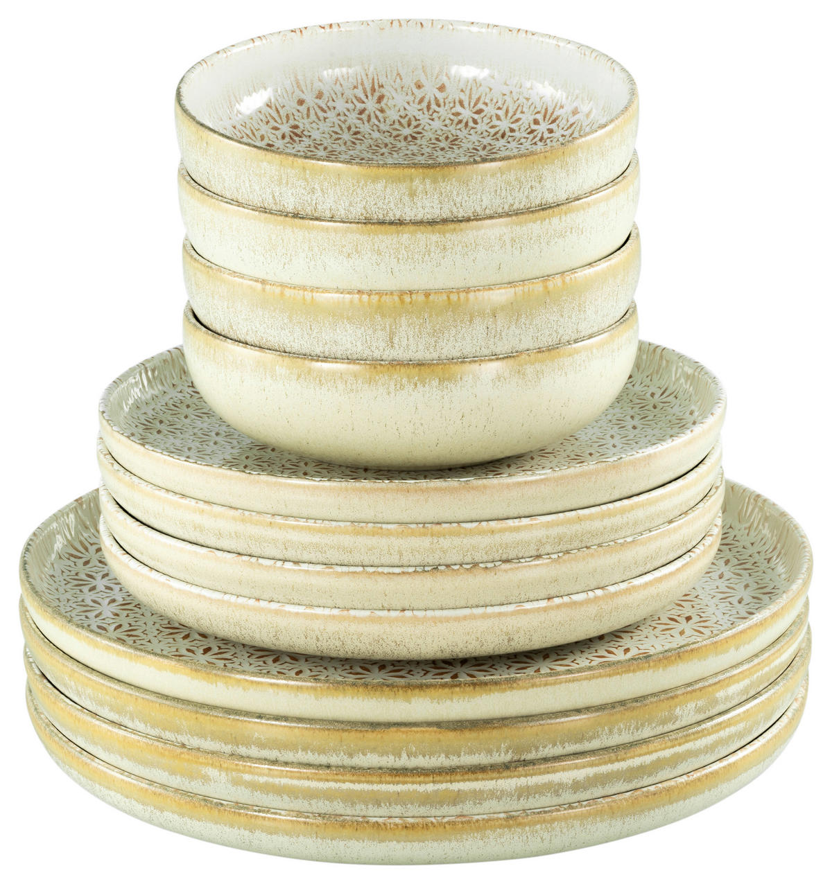 TAFELSERVICE Uno Emiliana 12-teilig  - Creme/Rosa, Basics, Keramik - Creatable