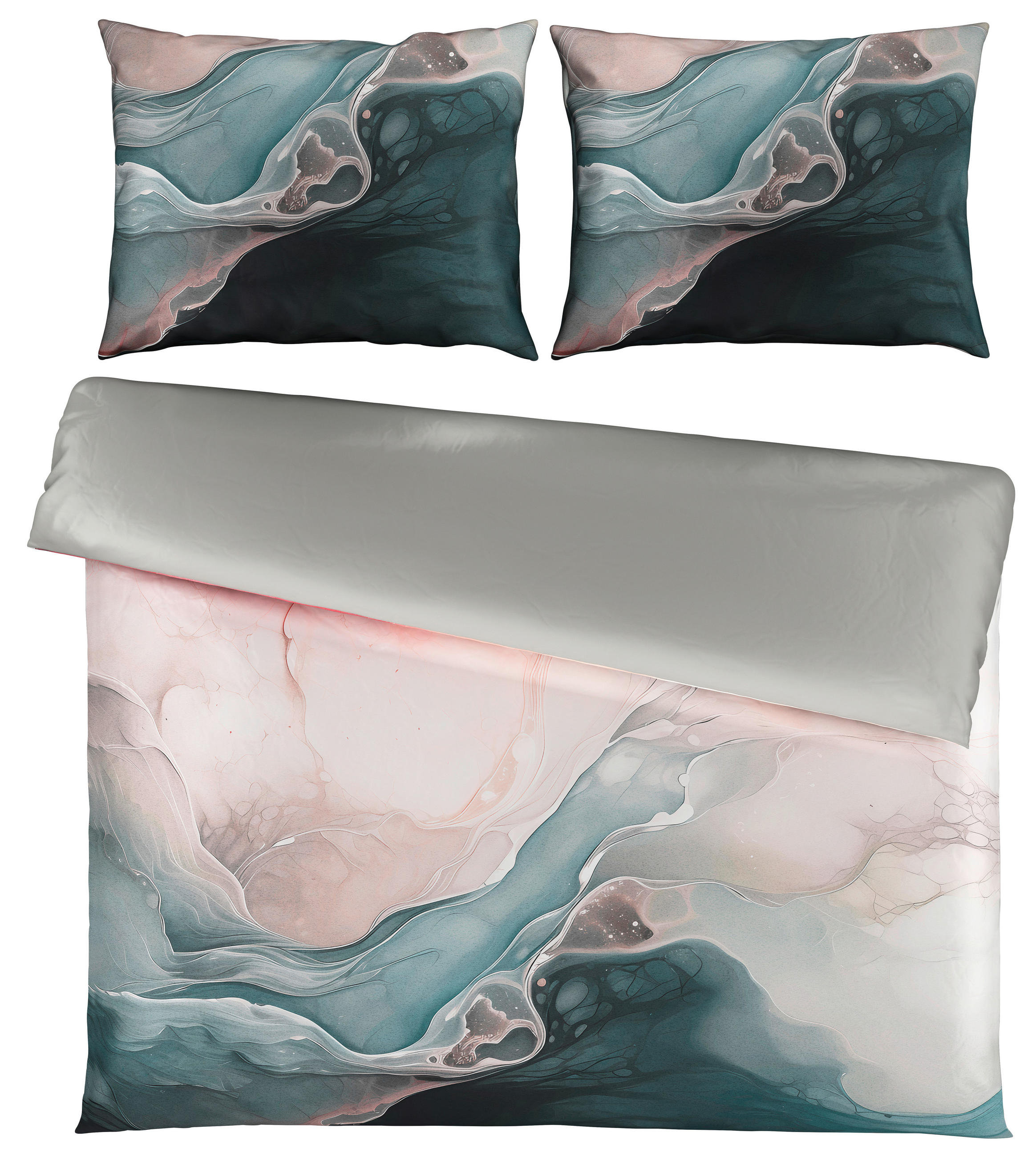 LENJERIE DE PAT CU DOUĂ FEȚE 220/200 cm  - roz/gri, Design, textil (220/200cm) - Novel