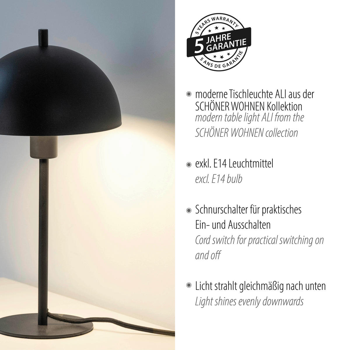 LED-TISCHLEUCHTE SW ALI 18/18/33,5 cm   - Schwarz, Design, Glas/Kunststoff (18/18/33,5cm) - Schöner Wohnen