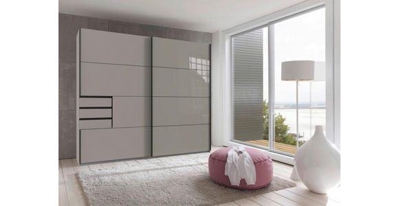 SCHWEBETÜRENSCHRANK 225/208/64 cm 2-türig Graphitfarben, Grau, Sahara - Schwarz/Graphitfarben, Design, Glas/Holzwerkstoff (225/208/64cm) - Carryhome