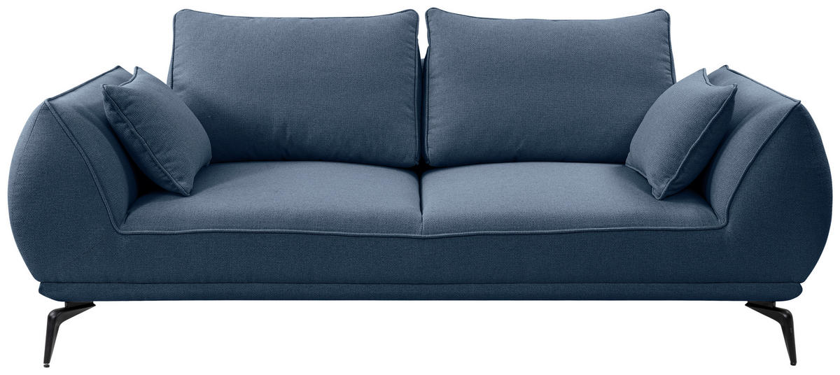 2-SITZER-SOFA in Webstoff Dunkelblau  - Schwarz/Dunkelblau, Modern, Textil/Metall (208/86/118cm) - MID.YOU