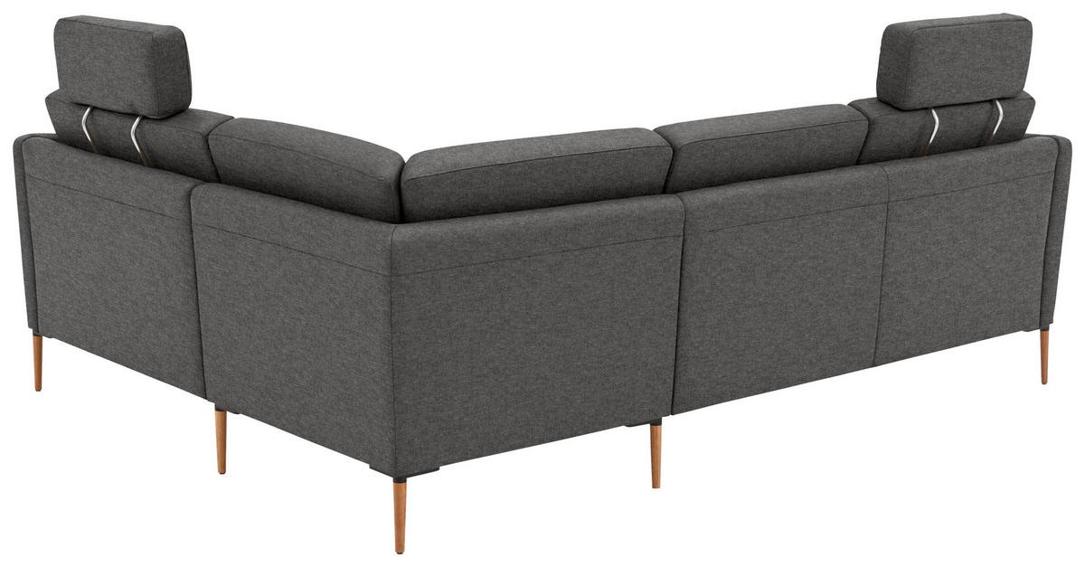 ECKSOFA  in Flachgewebe Anthrazit Rücken echt  238/186 cm  - Eichefarben/Anthrazit, Design, Holz/Textil (238/186cm) - Valnatura